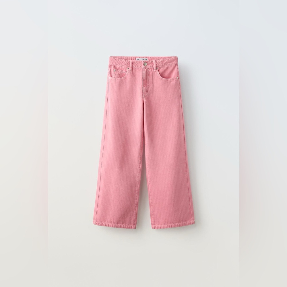 NWT ZARA GIRLS WIDE LEG HERRINGBONE PANTS